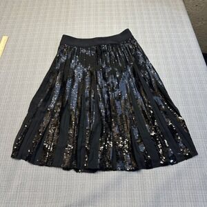 Express‎ Sequin Pleated Party Skirt Small Black Shimmer Holiday New Years Event